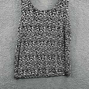 Travelers Women Top Large Black Animal Print Sleeveless Shirt